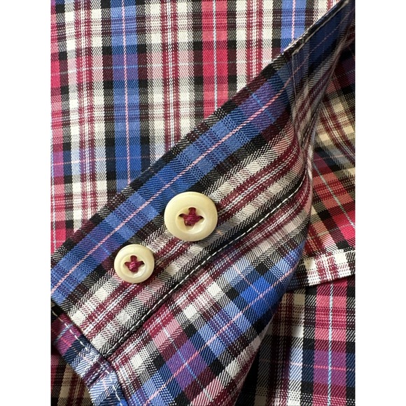 Peter Millar Shirt Mens XL  Blue Plaid 100% Cotton Long Sleeve Button Down - Picture 10 of 13